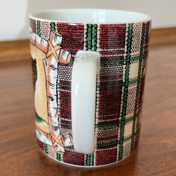 Department 56 Grizzly Bear Campground Tent Mug | Vintage Made in Japan Plaid - Picture 5 of 9